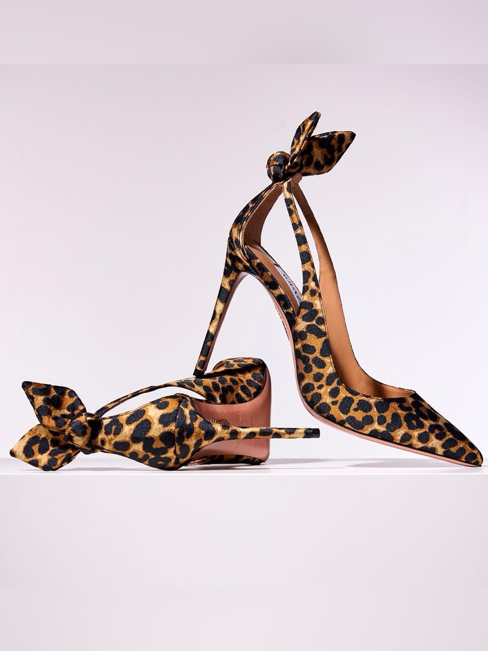 New Aquazzura Bow Tie 85 leopard-print pumps 36 $850